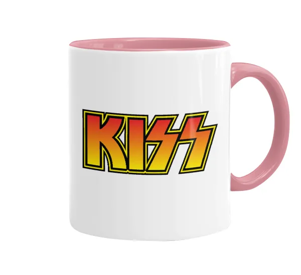 KISS — Κούπα χρωματιστή ροζ, κεραμική, 330ml