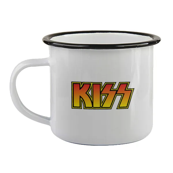 KISS — Enamel mug with black rim, 360ml