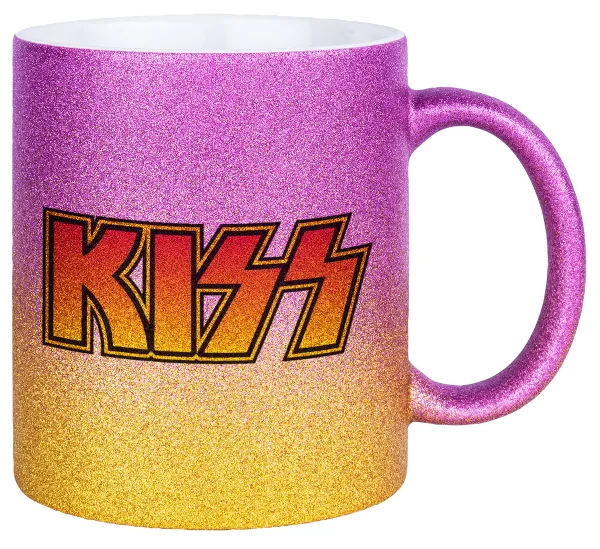KISS — Κούπα Χρυσή/Ροζ Glitter, κεραμική, 330ml