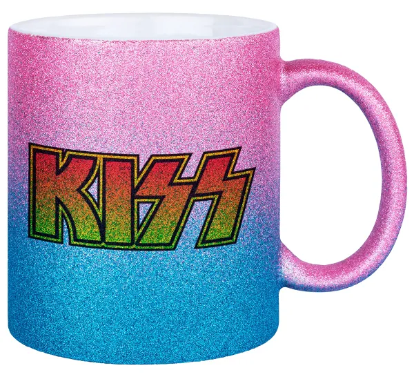 KISS — Κούπα Χρυσή/Μπλε Glitter, κεραμική, 330ml