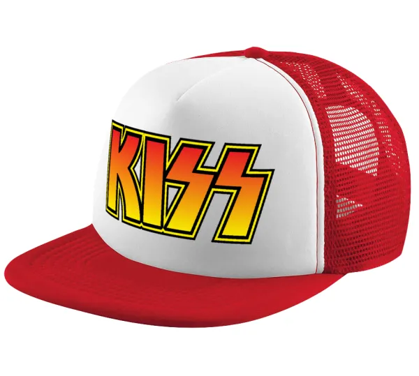 KISS — Καπέλο παιδικό Soft Trucker με Δίχτυ ΚΟΚΚΙΝΟ/ΛΕΥΚΟ (POLYESTER, ΠΑΙΔΙΚΟ, ONE SIZE)