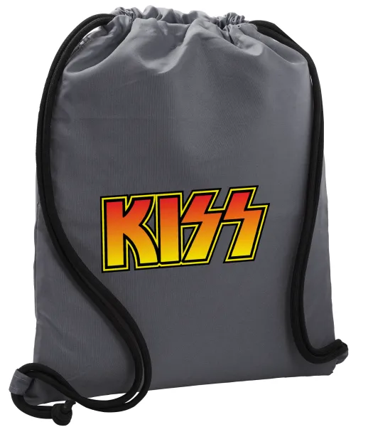 KISS — Τσάντα πλάτης πουγκί GYMBAG ΓΚΡΙ, με τσέπη (40x48cm) & χονδρά κορδόνια