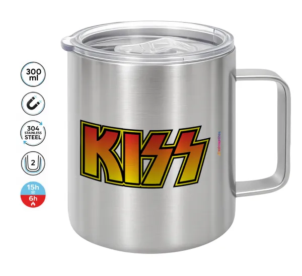 KISS — Double-walled stainless steel mug 300ml with temperature-retaining lid