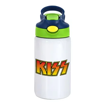 KISS, Παιδικό παγούρι θερμό, ανοξείδωτο, με καλαμάκι ασφαλείας, πράσινο/μπλε (350ml)