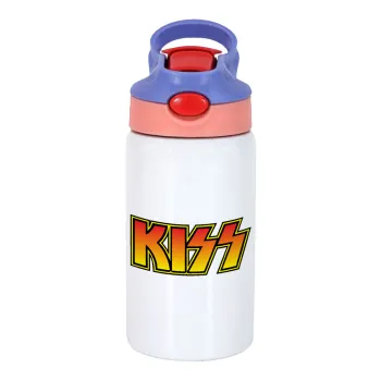 KISS, Children's hot water bottle, stainless steel, with safety straw, pink/purple (350ml)