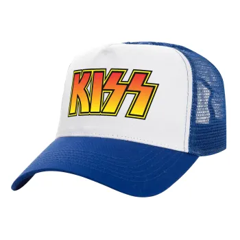 KISS, Καπέλο Ενηλίκων Structured Trucker, με Δίχτυ, ΛΕΥΚΟ/ΜΠΛΕ (100% ΒΑΜΒΑΚΕΡΟ, ΕΝΗΛΙΚΩΝ, UNISEX, ONE SIZE)