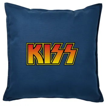 KISS, Μαξιλάρι καναπέ Μπλε 100% βαμβάκι, περιέχεται το γέμισμα (50x50cm)