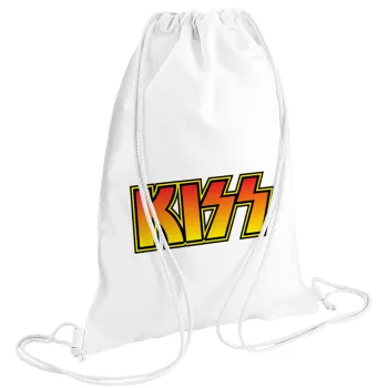 KISS, Τσάντα πλάτης πουγκί GYMBAG λευκή (28x40cm)