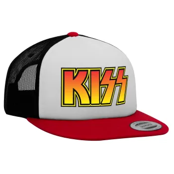 KISS, Καπέλο Ενηλίκων Foam Flat Snapback με Δίχτυ Κόκκινο-Λευκό-Μαύρο (POLYESTER, ΕΝΗΛΙΚΩΝ, UNISEX, ONE SIZE)