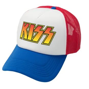 KISS, Καπέλο Ενηλίκων Soft Trucker με Δίχτυ Red/Blue/White (POLYESTER, ΕΝΗΛΙΚΩΝ, UNISEX, ONE SIZE)