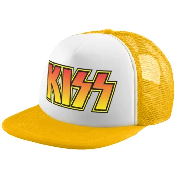 KISS, Καπέλο Ενηλίκων Soft Trucker με Δίχτυ Κίτρινο/White (POLYESTER, ΕΝΗΛΙΚΩΝ, UNISEX, ONE SIZE)