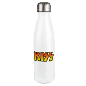 KISS, Μεταλλικό παγούρι θερμός Λευκό (Stainless steel), διπλού τοιχώματος, 500ml