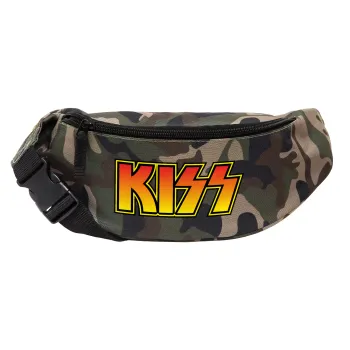 KISS, Unisex τσαντάκι μέσης (μπανάνα) χρώματος παραλλαγή Jungle με 2 τσέπες