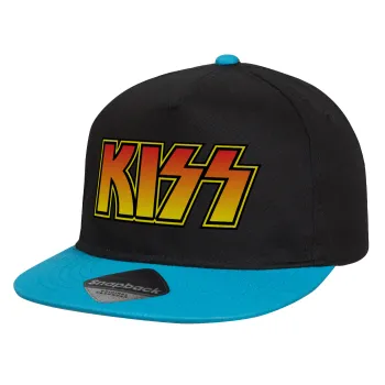 KISS, Καπέλο παιδικό Flat Snapback, Μαύρο/Μπλε (100% ΒΑΜΒΑΚΕΡΟ, ΠΑΙΔΙΚΟ, UNISEX, ONE SIZE)