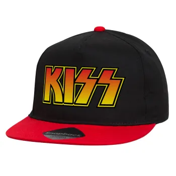 KISS, Καπέλο παιδικό Flat Snapback, Μαύρο/Κόκκινο (100% ΒΑΜΒΑΚΕΡΟ, ΠΑΙΔΙΚΟ, UNISEX, ONE SIZE)
