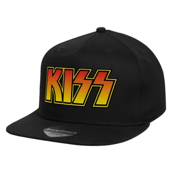 KISS, Καπέλο παιδικό Flat Snapback, Μαύρο (100% ΒΑΜΒΑΚΕΡΟ, ΠΑΙΔΙΚΟ, UNISEX, ONE SIZE)