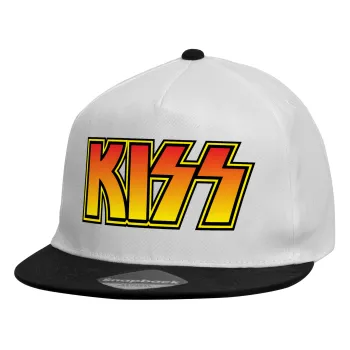 KISS, Καπέλο παιδικό Flat Snapback, Λευκό (100% ΒΑΜΒΑΚΕΡΟ, ΠΑΙΔΙΚΟ, UNISEX, ONE SIZE)