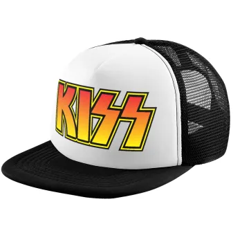 KISS, Καπέλο παιδικό Soft Trucker με Δίχτυ ΜΑΥΡΟ/ΛΕΥΚΟ (POLYESTER, ΠΑΙΔΙΚΟ, ONE SIZE)