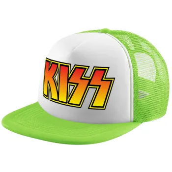 KISS, Child's Soft Trucker Hat with Green/White Mesh (POLYESTER, CHILDREN'S, ONE SIZE)