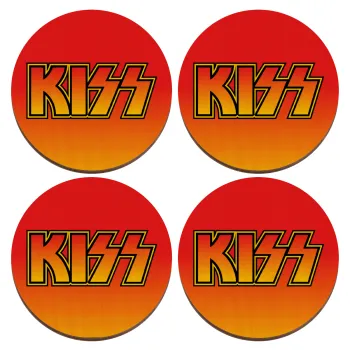 KISS, ΣΕΤ x4 Σουβέρ ξύλινα στρογγυλά plywood (9cm)