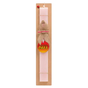 KISS, Easter Set, wooden keychain & scented flat Easter candle (30cm) (PINK)