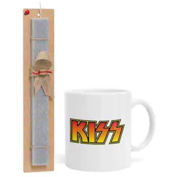 KISS, Πασχαλινή Λαμπάδα με Κούπα κεραμική (330ml) & κερί αρωματικό πλακέ (30cm) (ΓΚΡΙ)