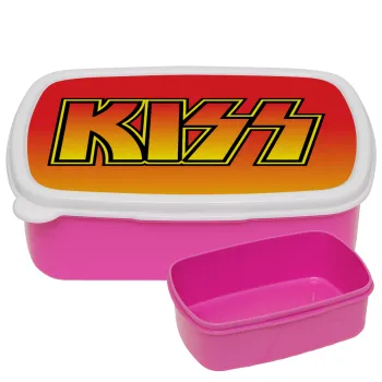 KISS, ΡΟΖ παιδικό δοχείο φαγητού (lunchbox) πλαστικό (BPA-FREE) Lunch Βox M18 x Π13 x Υ6cm