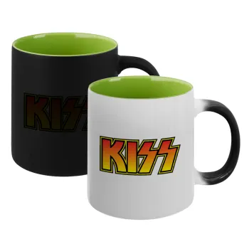 KISS, Κούπα Μαγική εσωτερικό πράσινο, κεραμική 330ml που αλλάζει χρώμα με το ζεστό ρόφημα