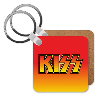 KISS, Μπρελόκ Ξύλινο τετράγωνο MDF