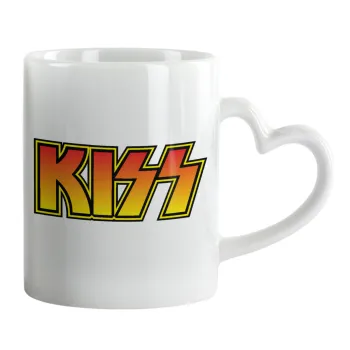KISS, Mug heart handle, ceramic, 330ml