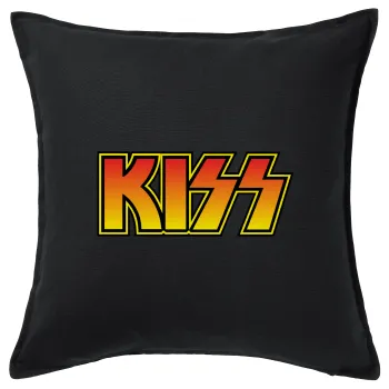 KISS, Μαξιλάρι καναπέ Μαύρο 100% βαμβάκι, περιέχεται το γέμισμα (50x50cm)