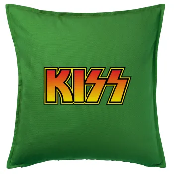 KISS, Μαξιλάρι καναπέ Πράσινο 100% βαμβάκι, περιέχεται το γέμισμα (50x50cm)