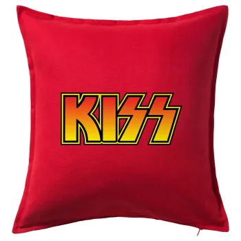 KISS, Μαξιλάρι καναπέ Κόκκινο 100% βαμβάκι, περιέχεται το γέμισμα (50x50cm)