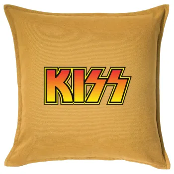 KISS, Μαξιλάρι καναπέ Κίτρινο 100% βαμβάκι, περιέχεται το γέμισμα (50x50cm)