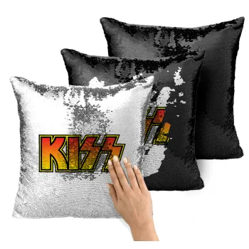 KISS, Μαξιλάρι καναπέ Μαγικό Μαύρο με πούλιες 40x40cm περιέχεται το γέμισμα
