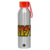 Αλουμινένιο Αθλητικό Μπουκάλι 650ml – Ασημί με Κόκκινο Καπάκι και Λουράκι Σιλικόνης