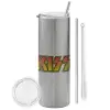 Tumbler stainless steel Silver 600ml, with metal straw & cleaning brush