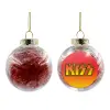 Transparent Christmas tree ball ornament with red filling 8cm