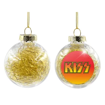 KISS, Transparent Christmas tree ball ornament with gold filling 8cm