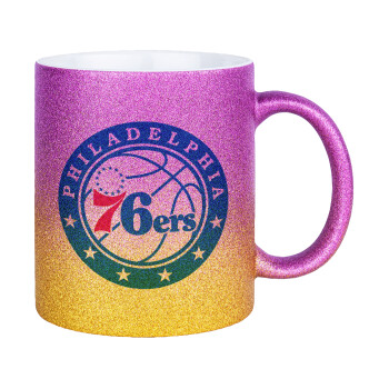 Philadelphia 76ers, Κούπα Χρυσή/Ροζ Glitter, κεραμική, 330ml