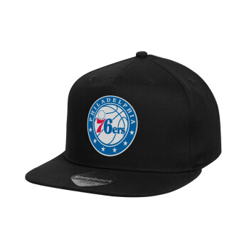 Philadelphia 76ers, Καπέλο παιδικό Flat Snapback, Μαύρο (100% ΒΑΜΒΑΚΕΡΟ, ΠΑΙΔΙΚΟ, UNISEX, ONE SIZE)