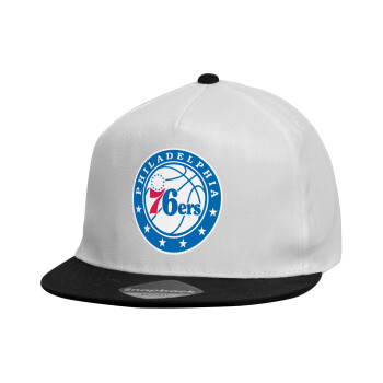 Philadelphia 76ers, Καπέλο παιδικό Snapback, 100% Βαμβακερό, Λευκό