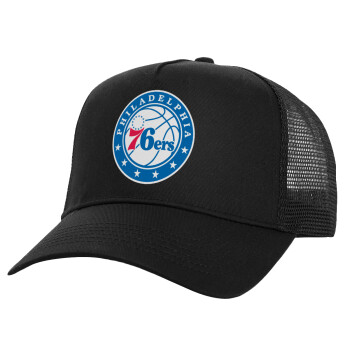 Philadelphia 76ers, Καπέλο Structured Trucker, Μαύρο, 100% βαμβακερό