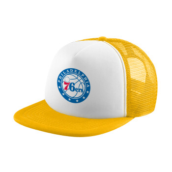 Philadelphia 76ers, Καπέλο παιδικό Soft Trucker με Δίχτυ ΚΙΤΡΙΝΟ/ΛΕΥΚΟ (POLYESTER, ΠΑΙΔΙΚΟ, ONE SIZE)
