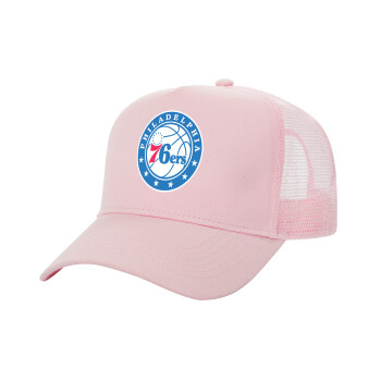 Philadelphia 76ers, Καπέλο Παιδικό Structured Trucker, με Δίχτυ, ΡΟΖ (100% ΒΑΜΒΑΚΕΡΟ, ΠΑΙΔΙΚΟ, UNISEX, ONE SIZE)