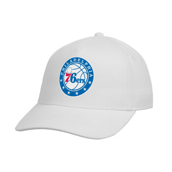 Philadelphia 76ers, Καπέλο Ενηλίκων Baseball, Drill, Λευκό (100% ΒΑΜΒΑΚΕΡΟ, ΕΝΗΛΙΚΩΝ, UNISEX, ONE SIZE)