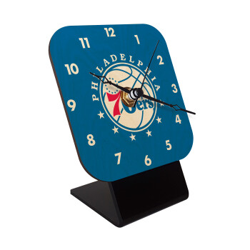 Philadelphia 76ers, Quartz Table clock in natural wood (10cm)
