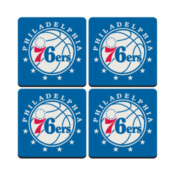 Philadelphia 76ers, ΣΕΤ 4 Σουβέρ ξύλινα τετράγωνα (9cm)