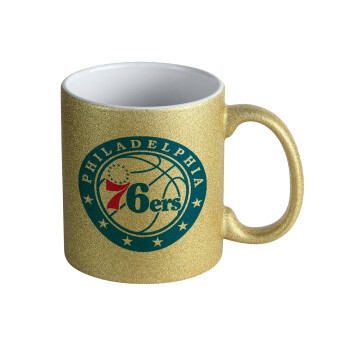 Philadelphia 76ers, Κούπα Χρυσή Glitter που γυαλίζει, κεραμική, 330ml