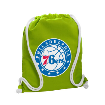Philadelphia 76ers, Τσάντα πλάτης πουγκί GYMBAG LIME GREEN, με τσέπη (40x48cm) & χονδρά κορδόνια